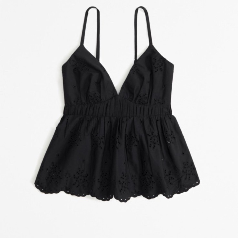 Abercrombie & Fitch Black Eyelet Bow Back Top
